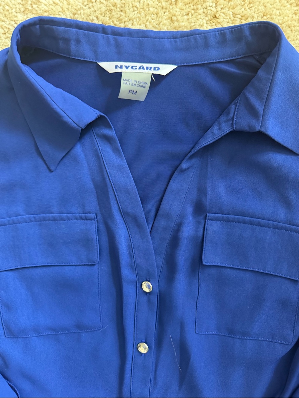 Peter Nygard Cobalt Blue Button-Front Blouse - Picture 2 of 5